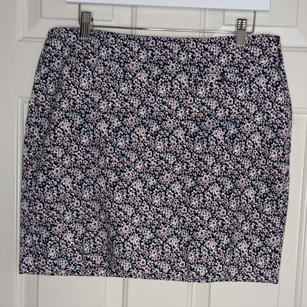 Banana Republic Mini  Straight Skirt Side Zip Lined‎ Navy Floral Women's 8